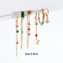 INS popular 6 asymmetric chain earrings set