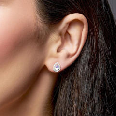S925 sterling silver moonstone ear studs