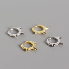 S925 silver rivet diamond huggie earrings