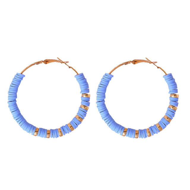 Boho heishi beads hoop earrings
