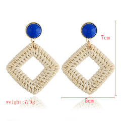 Boho handmade straw dangle earrings