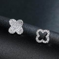 Elegant diamond clover ear studs