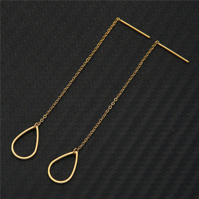 Hollow drop stainless steel earrings threader earrings