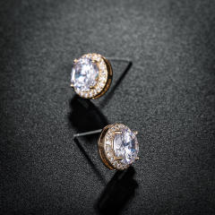 Elegant S925 needle round ear studs