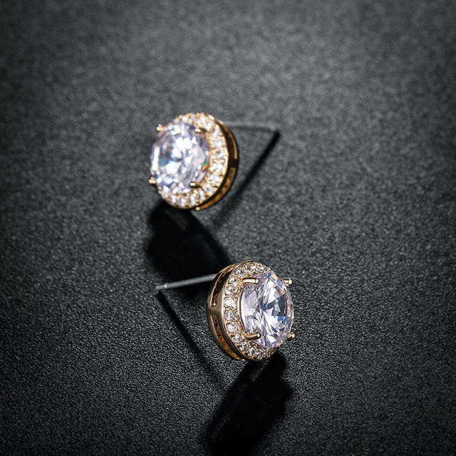 Elegant S925 needle round ear studs