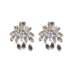 Crystal leaf drop earrings