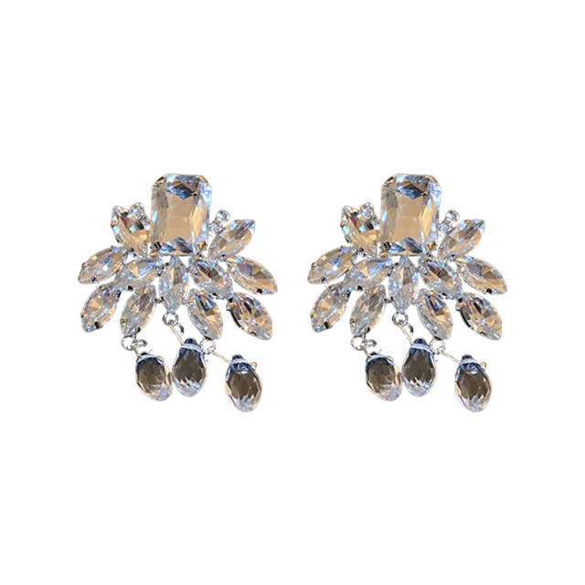 Crystal leaf drop earrings