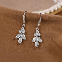 Amazon hot sale cubic zircon leaf earrings