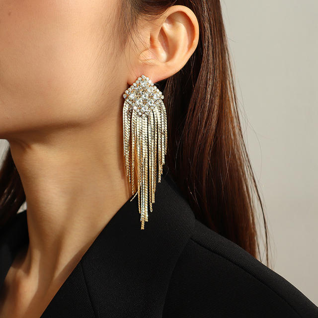 Tassel rhinestone drop earrings