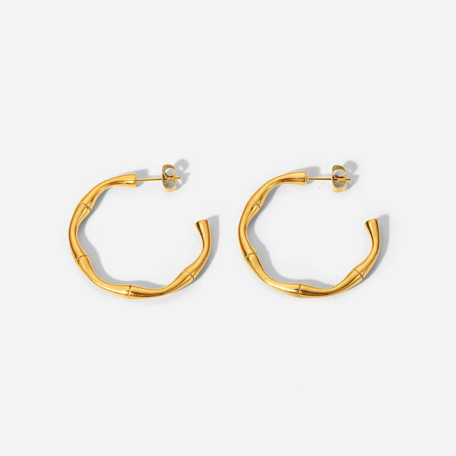 18KG stainless steel bamboo earrings