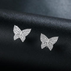 Diamond butterfly ear studs