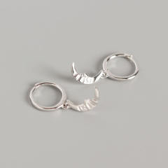 S925 moon drop huggie earrings