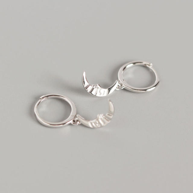 S925 moon drop huggie earrings