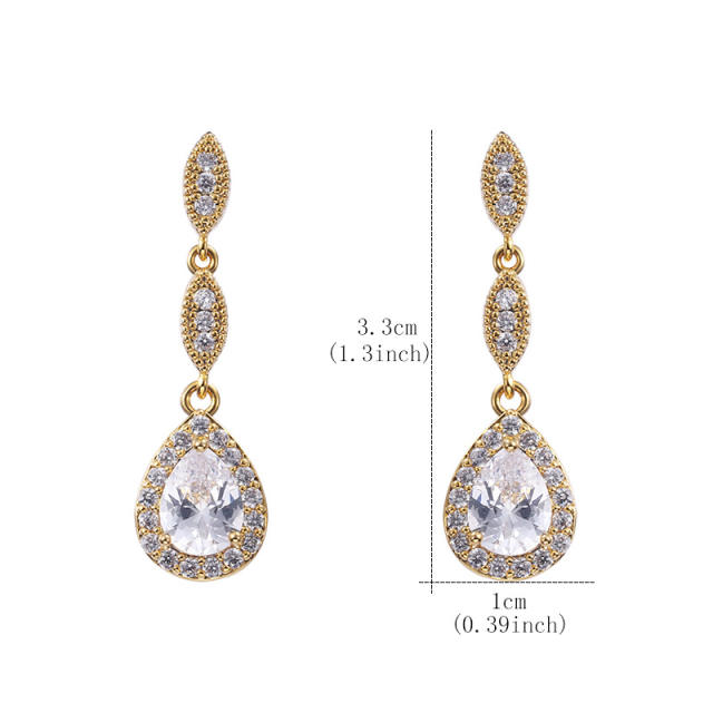 Classic cubic zircon drop earrings