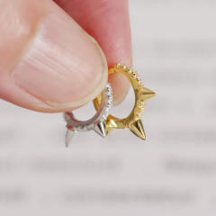 S925 silver rivet diamond huggie earrings
