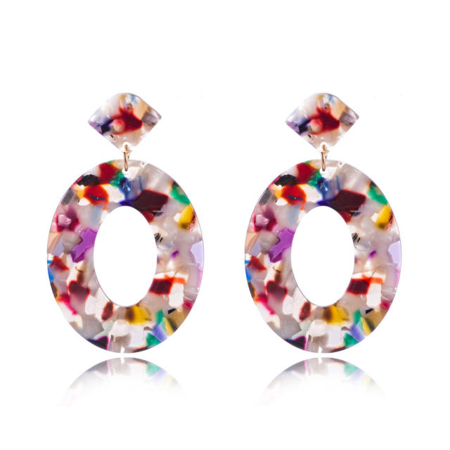 Acrylic round pendant earrings