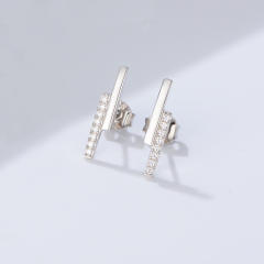 S925 sterling silver diamond ear studs