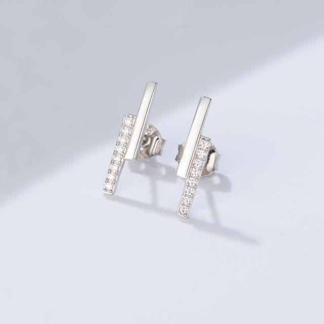 S925 sterling silver diamond ear studs