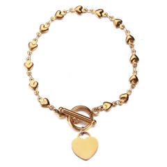 Korean fashion heart charm stainless steel bracelet