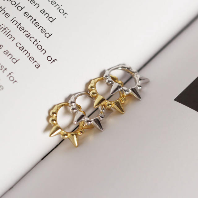 S925 silver bead rivet huggie earrings