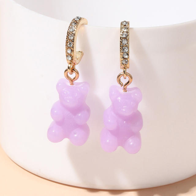 Bear rhinestone earrings