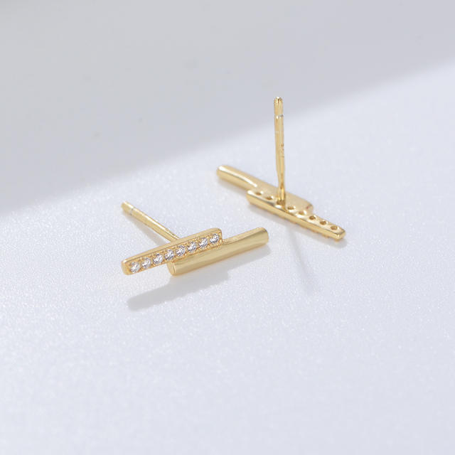 S925 sterling silver diamond ear studs