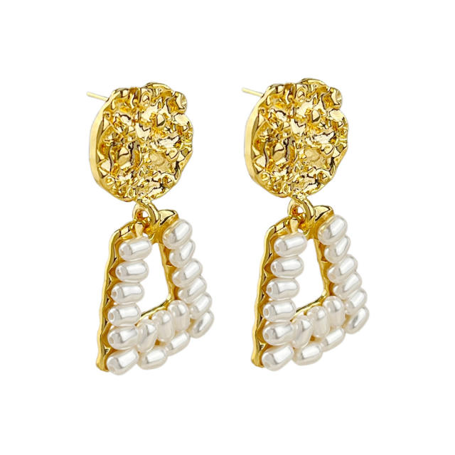 14KG Faux pearl elegant dangle earrings