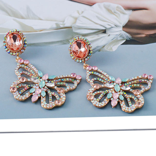 Hollow butterfly diamond earrings