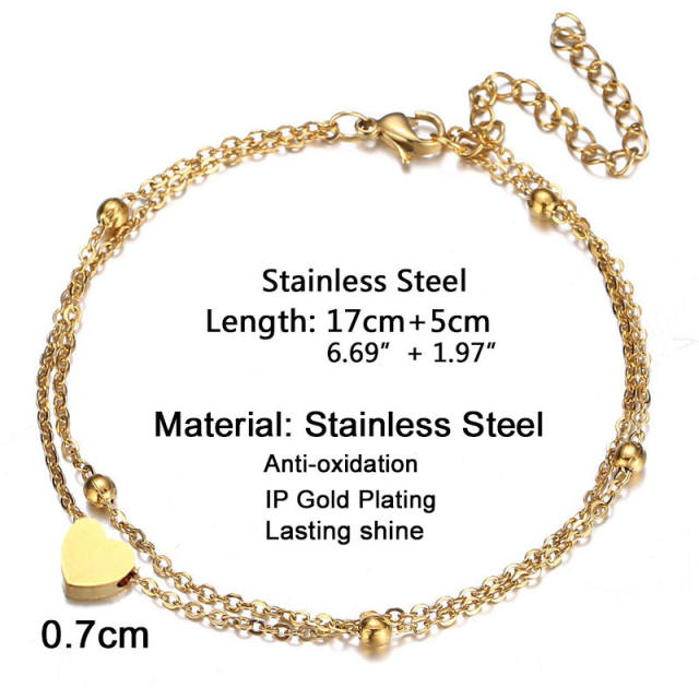 Two layer dainty stainless steel bracelet