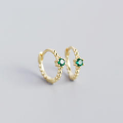 S925 beads diamond huggie earrings