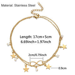 Concise pearl star infinity stainless steel bracelet