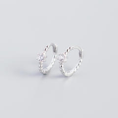 S925 beads diamond huggie earrings