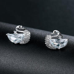 S925 needle luxury swan ear studs