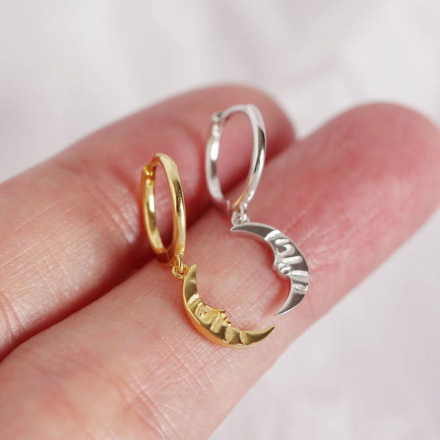 S925 moon drop huggie earrings