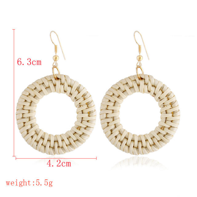 Boho handmade straw dangle earrings