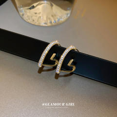 Diamond heart hoop earrings