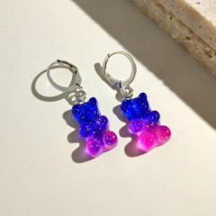 Cute jellly bear colored huggie earrings