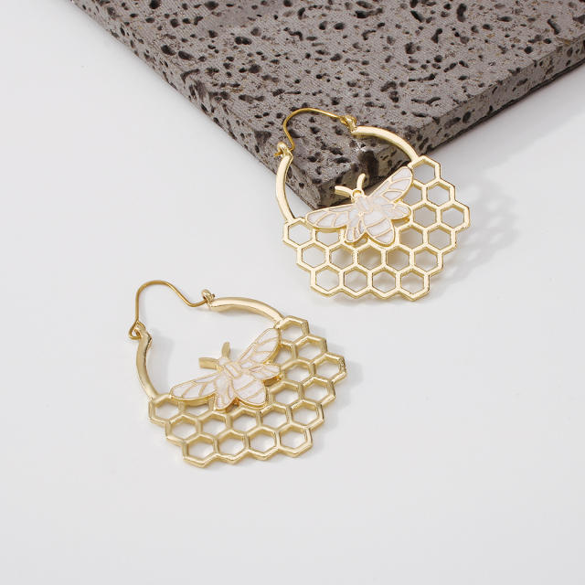 Bee honeycomb earrings