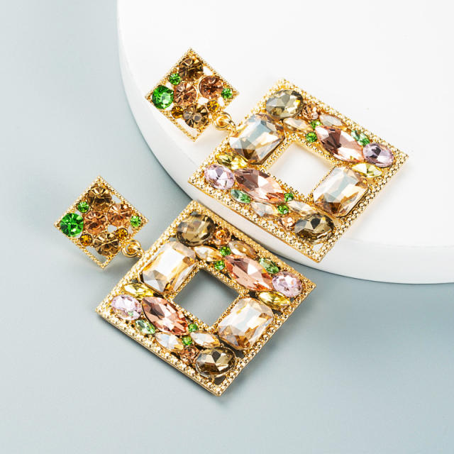 Colored glass crystal statement earrings