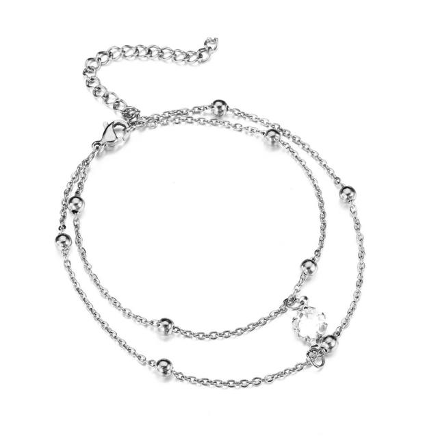 Dainty two layer stainless steel bracelet