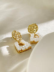 14KG Faux pearl elegant dangle earrings