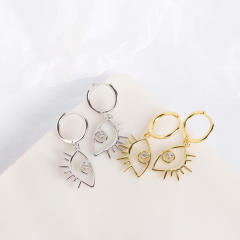 S925 eye drop huggie earrings