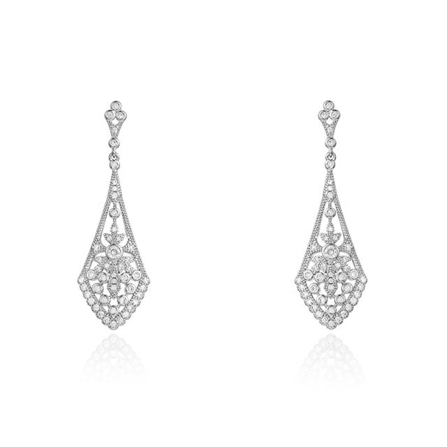 Cubic zircon hollow dangle earrings