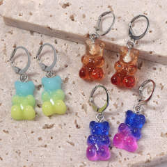Cute jellly bear colored huggie earrings