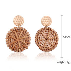 Boho handmade straw dangle earrings