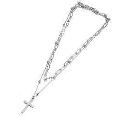 Cross pendant two layer stainless steel necklace chain necklace