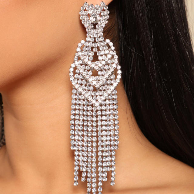 Luxury rhinestone tassel earrings