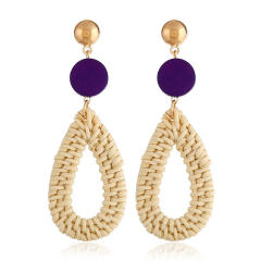 Boho handmade straw dangle earrings