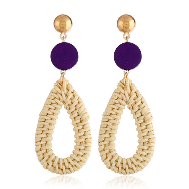 Boho handmade straw dangle earrings