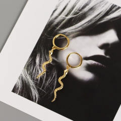 S925 silver snake huggie earrings